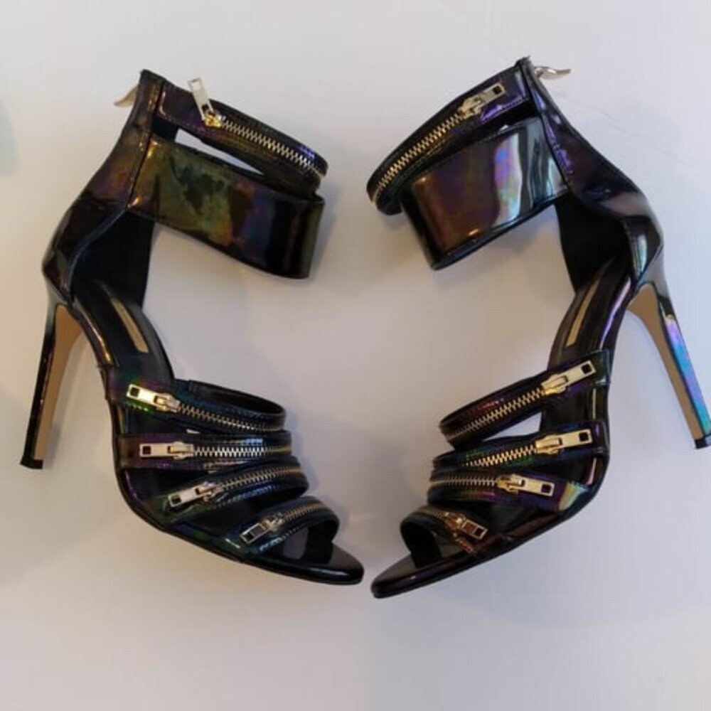 BCBGeneration Black Casey Sexy Metallic Shimmer Party Heels Shoes 6.5 NEW IN BOX - Picture 5 of 11
